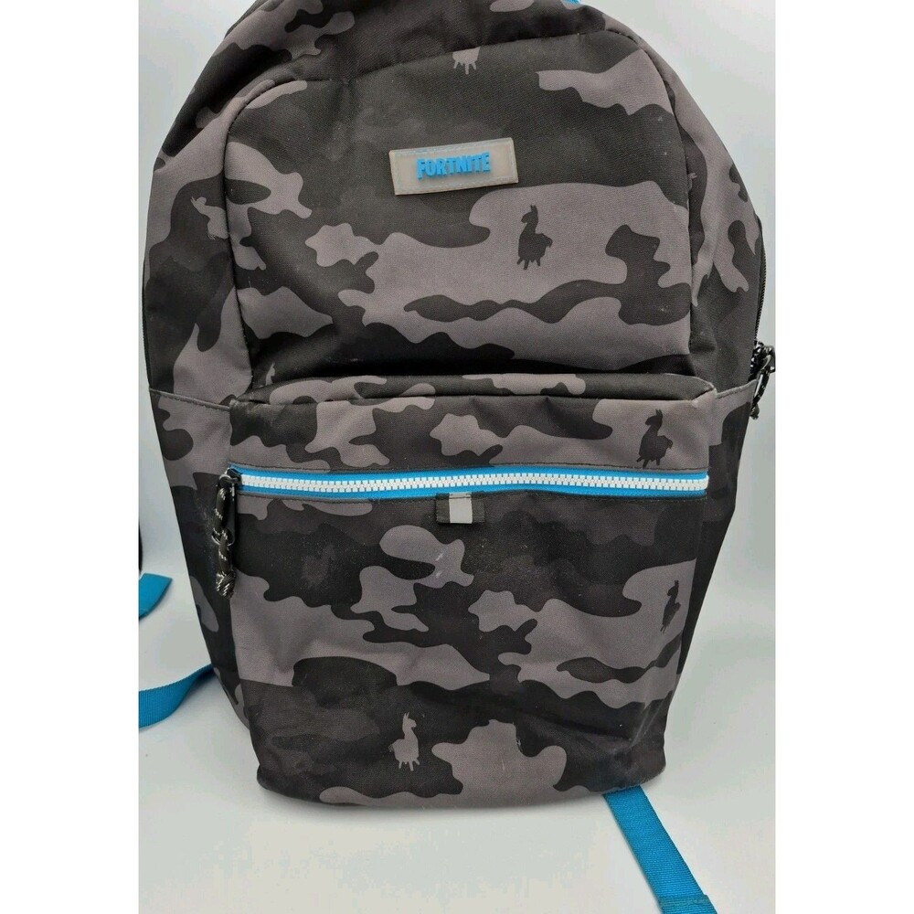 Fortnight Backpack Black And Blue Camo School Travel Vacation Clean Inside